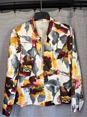 Christopher & Banks vibrant print silk blazer- medium